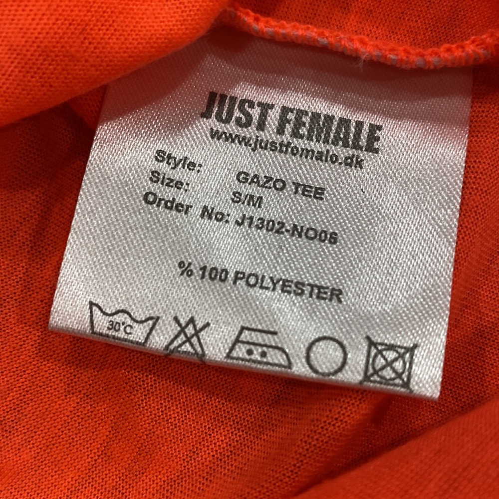 JUST FEMALE Oversized Neon Orange/Pink S/M Tee Shirt - Picture 10 of 11